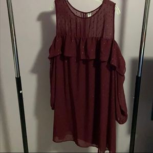 NWT Old Navy Burgundy Chiffon Cold Shoulder Dress